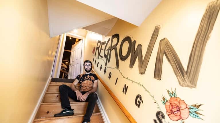 Matt Barba at his home studio, Regrown Recordings, in Baldwin.