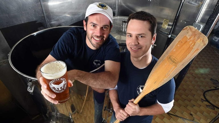 Gabe Haim and Ryan Schlotter, co-owners of Oyster Bay Brewing...
