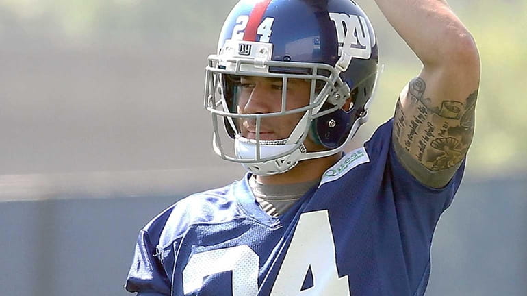 Bennett Jackson is seen during Giants rookie minicamp at the...