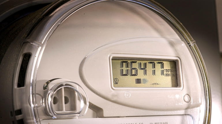 A LIPA smart meter, recently installed at a Suffolk County...