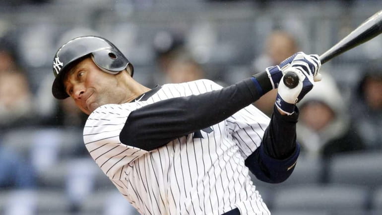 The Yankees' Derek Jeter at bat during Opening Day against...