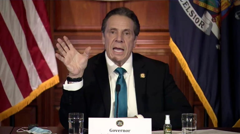 Gov. Andrew M. Cuomo speaks during a news conference Friday,...