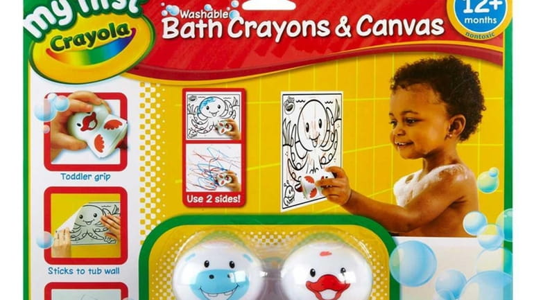 My First Crayola Bath Canvas and Crayons (Crayola) ($9.99; toysrus.com)...