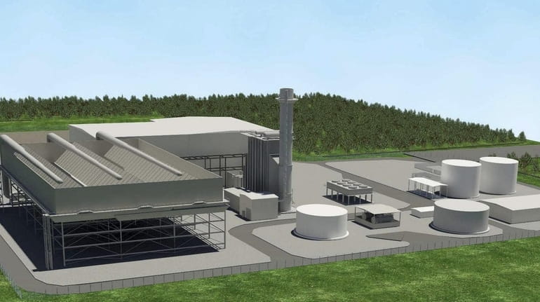 Artist's rendering of the proposed Caithness II gas-fired power plant,...