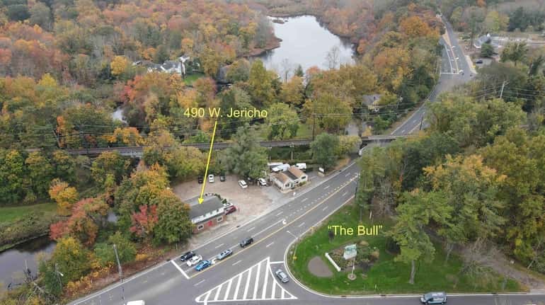 Aerial view showing the location of a planned Smithtown park near...