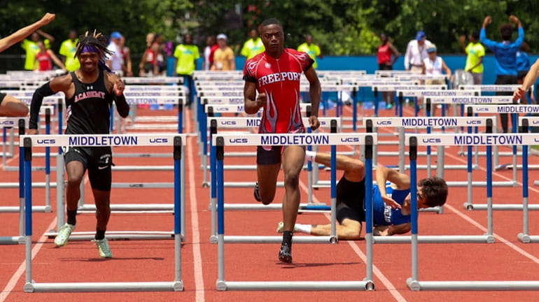 Jordon Quinn form Freeport competes at the state track and...