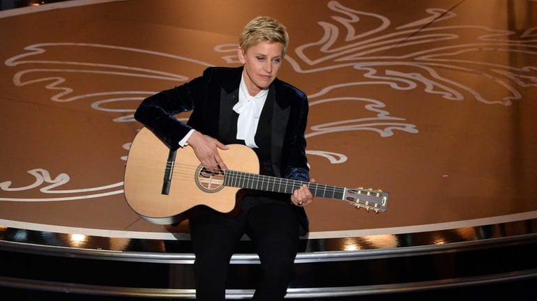 Host Ellen DeGeneres onstage during the Oscars at the Dolby...