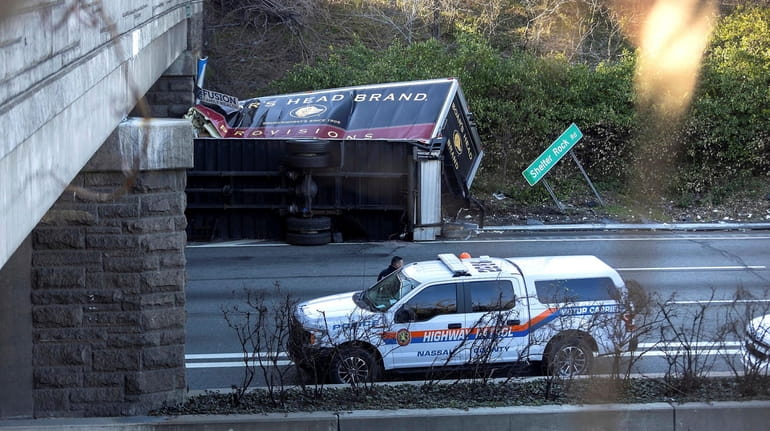 Nassau County police investigate at the scene of the fatal...