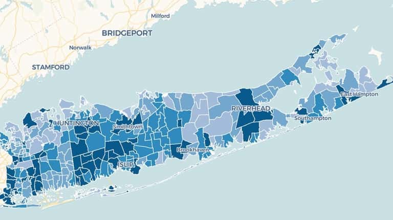 This map shows concentration of cases in Long Island communities, with Nassau...