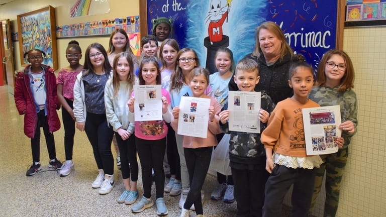 Children at Merrimac Elementary School in Holbrook published the building’s first student newspaper,...