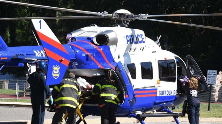 A 40-year-old man was taken by helicopter to Stony Brook...