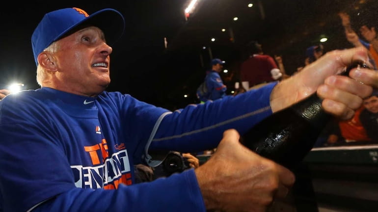 Manager Terry Collins of the New York Mets celebrates on...