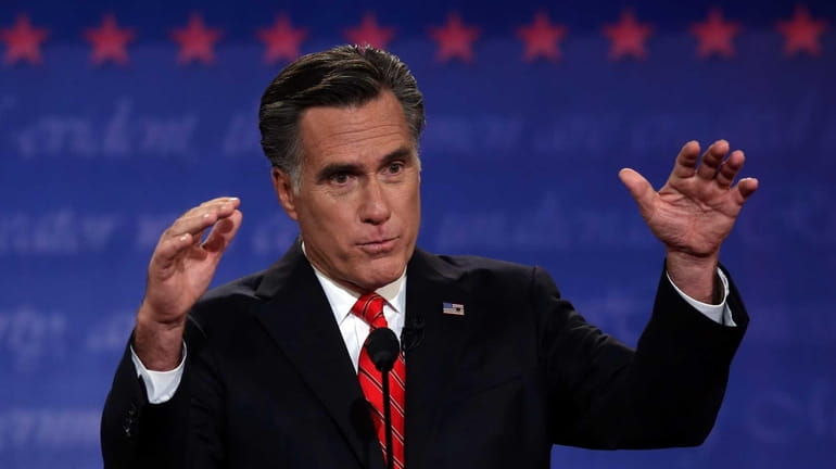 Former Massachusetts Gov. Mitt Romney speaks during the Presidential Debate...