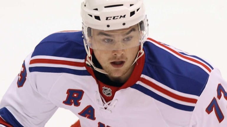 Dylan McIlrath of the Rangers skates against the New Jersey...