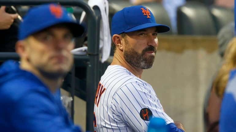 Mets manager Mickey Callaway looks on during a game against...