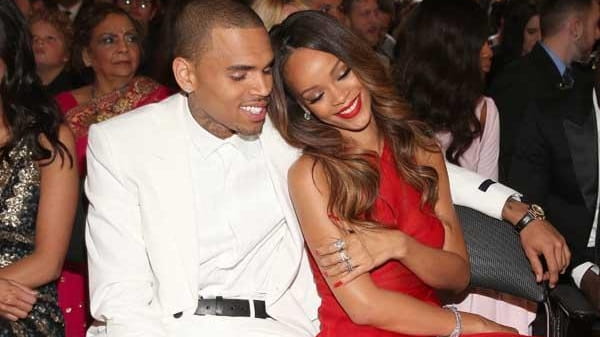 Chris Brown and Rihanna at the 55th Grammy Awards.