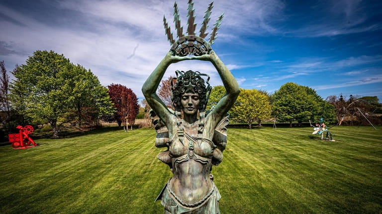 "Civitas," by Audrey Flack, stands 12 feet tall at Sagaponack Sculpture...