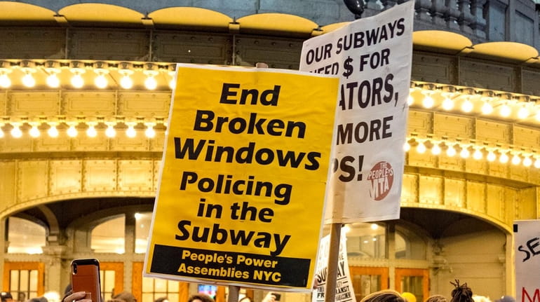 Activists gather at Grand Central Terminal on Friday as they...