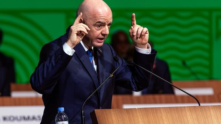 FIFA president Gianni Infantino speaks at the 73rd FIFA Congress,...