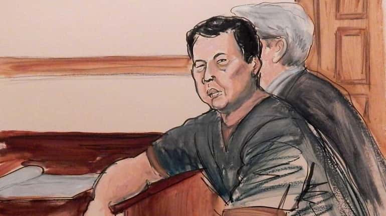 In this courtroom sketch, defendant Ng Lap Seng is seated...