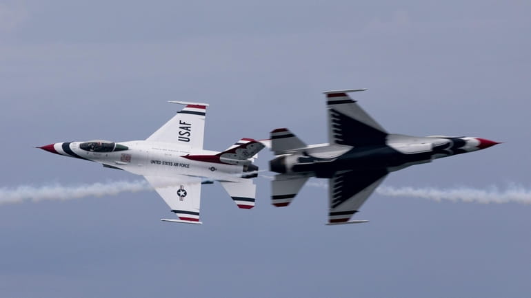 The U.S. Air Force Thunderbirds take to the sky during...