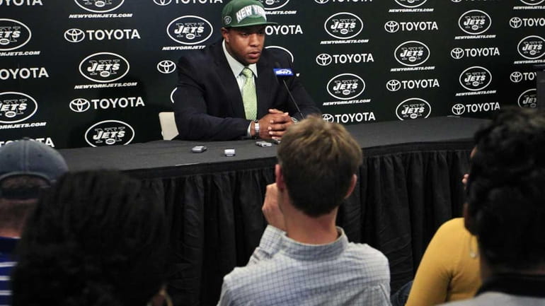 New York Jets first-round NFL football draft pick Quinton Coples...