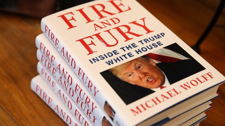 Copies of Michael Wolff's "Fire and Fury" on display at...
