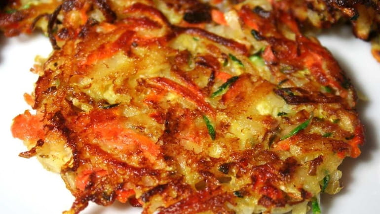 These vegetable latkes are a healthier alternative to the traditional...