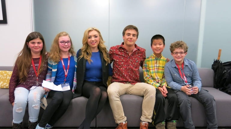 "Bunk'd" stars Peyton List and Kevin Quinn with Kidsday reporters,...
