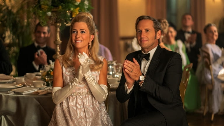 This image released by Apple TV+ shows Kristen Wiig, left,...