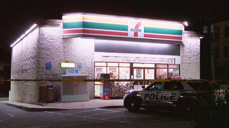 A shoplifter was killed in a confrontation outside this 7-Eleven in Melville...