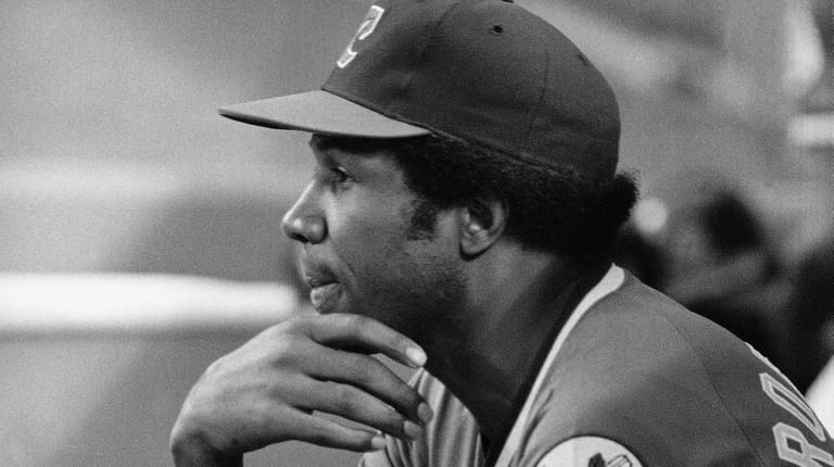 Indians manager Frank Robinson looks on against the Yankees on June...