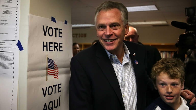 Democratic gubernatorial candidate for Virginia Terry McAuliffe and his son...