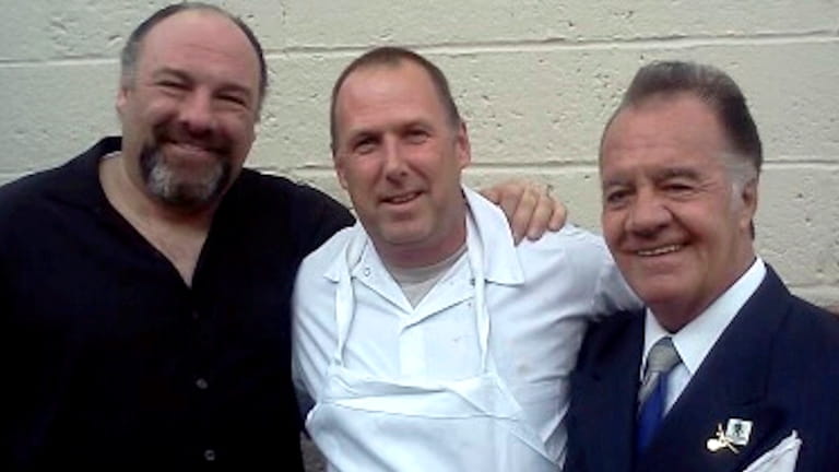 "Sopranos" actors James Gandolfini (left) and Tony Sirico (right) with...