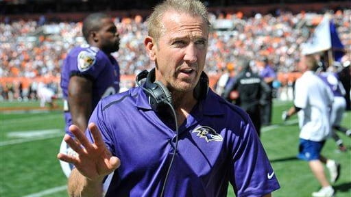 Baltimore Ravens assistant head coach and secondary coach Steve Spagnuolo...