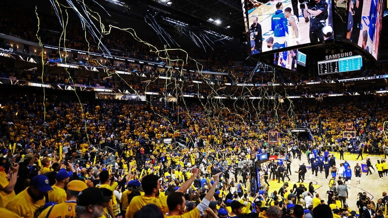 Streamers fill Chase Stadium after the Golden State Warriors Game...