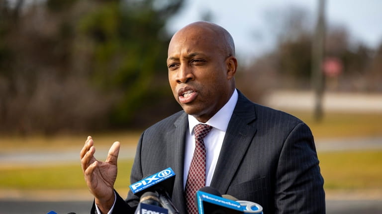 Suffolk County Police Commissioner Rodney K. Harrison talks about the...
