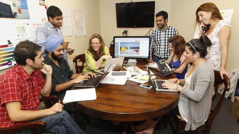 Buncee founder Marie Arturi, fourth from left, with team members....