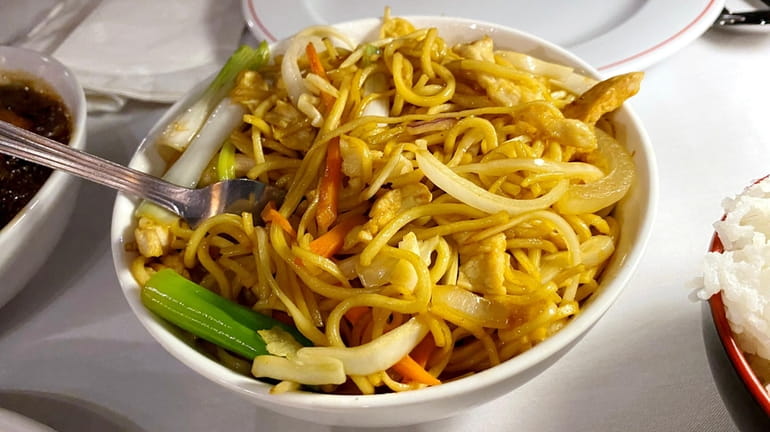 Hakka noodles can be stir fried with shrimp or chicken...