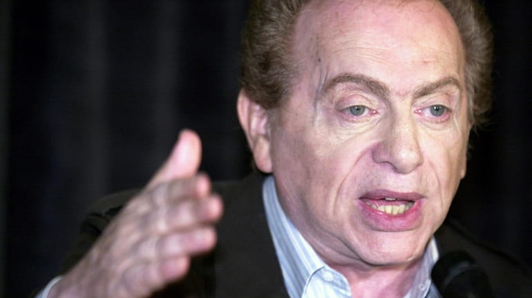 In this Aug. 28, 2002, file photo, comic Jackie Mason addresses...