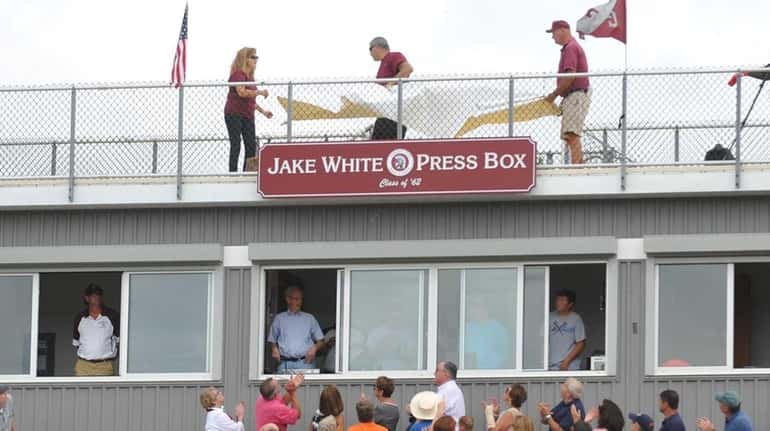 The press box of Garden City High School's athletic field...