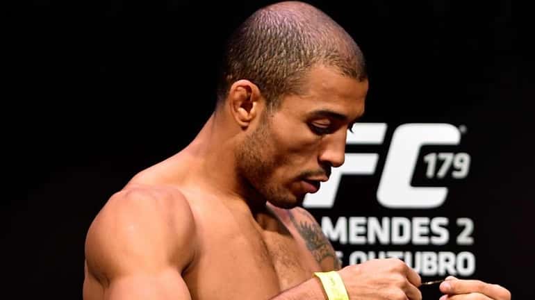 Jose Aldo prepares to weigh in during the UFC 179...