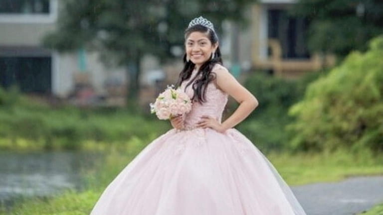 Nathaly Muy, 15, in her quinceañera dress.