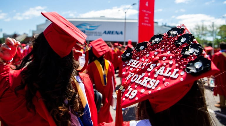 Stony Brook University graduates at their commencement Friday at Kenneth P....