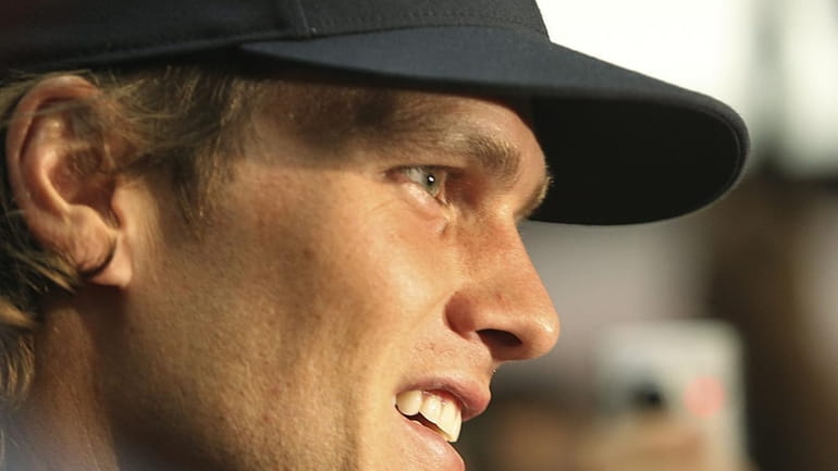 New England Patriots quarterback Tom Brady at a media event...