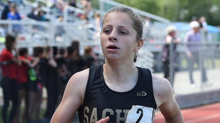 Molly Ramirez of Sachem North places second with a time...