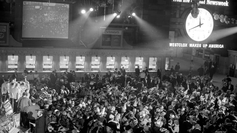 3,000 people dance to the music of the Guy Lombardo Orchestra...