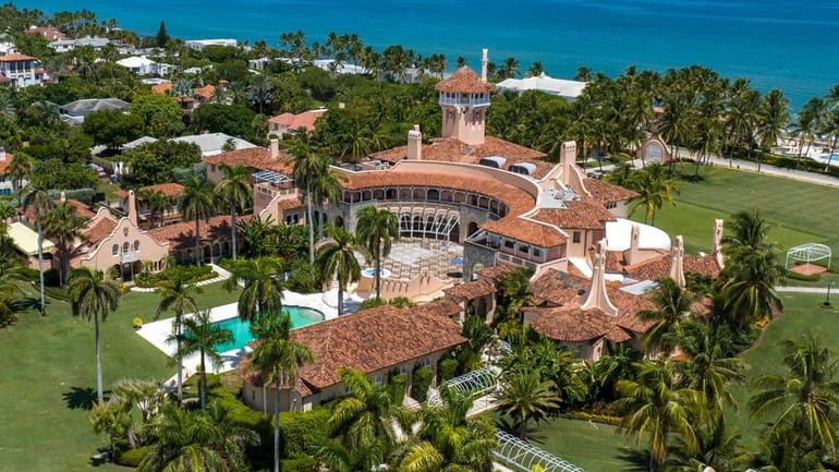 An aerial view of former President Donald Trump's Mar-a-Lago club...