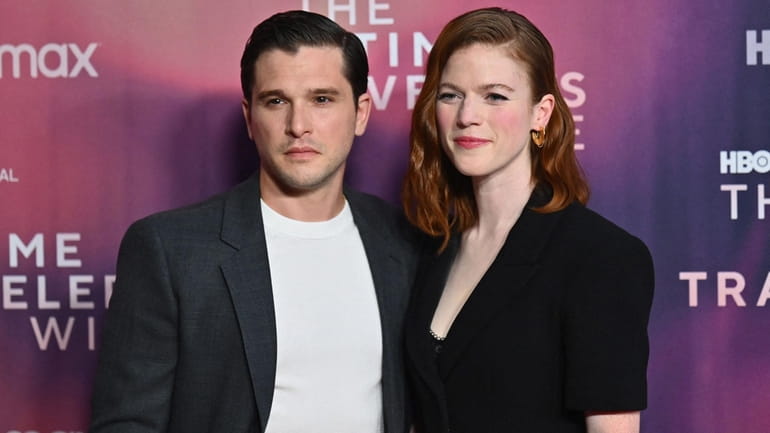 Kit Harington and wife Rose Leslie, seen in May 2022,...