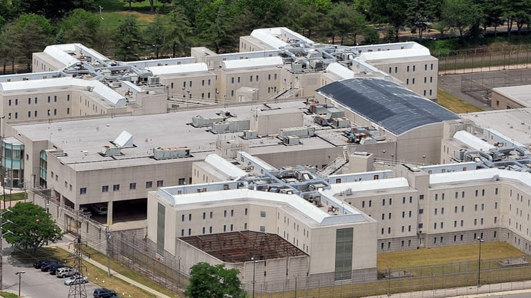 This aerial view shows the Nassau County Jail in East...